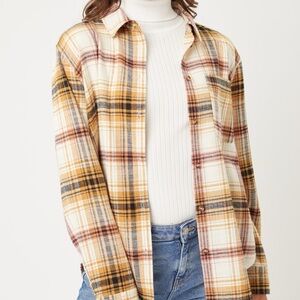 Love Tree Soft Plaid Flannel Oversized Shirt Size S